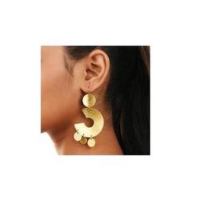 Pendientes de latón con acabado dorado, aros clásicos de moda para bodas, fiestas, hechos a mano, joyería étnica personalizada, accesorio de moda. - Product Image 2