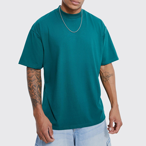 T-shirt décontracté pour homme en toile polyester/coton, coupe classique, épaules tombantes, couleur unie, design de logo personnalisé, séchage rapide, écologique, haute qualité - Product Image 1