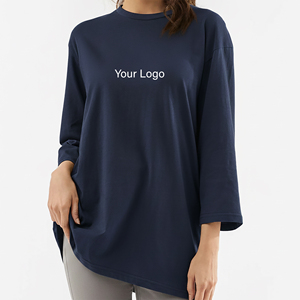 Nouveau design unique et tendance, meilleure qualité, respirant, coupe oversize, épaules tombantes, 100% coton, col rond, logo personnalisé, écologique, décontracté - Product Image 1