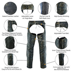 Chaps en cuir pleine fleur élégants, fabrication haut de gamme, offrant confort et durabilité fiables - Product Image 6