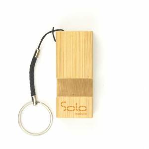 Support de téléphone portable en bambou avec porte-clés rond - Product Image 2
