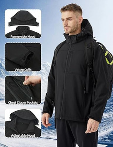 Veste softshell Pinnacle Peak Softshell – Veste de randonnée pour homme en noir nuit, extensible dans 4 directions et dotée d'un protection thermique - Product Image 6