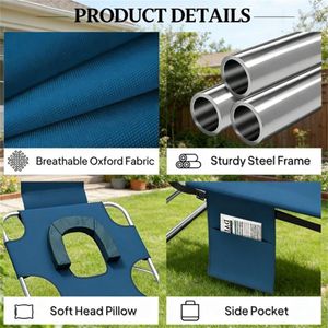 Set di Due Poltrone da Esterno Blu Scuro per Prendere il Sole - Product Image 4