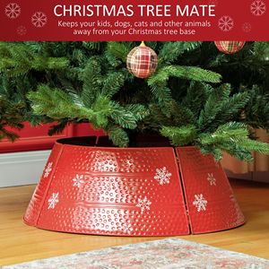 Collare per Albero di Natale Fatto a Mano in Acciaio Rosso da 26 Pollici con Fiocco di Neve Inciso, Anello Decorativo Fai-da-Te per Albero di Natale, Decorazione per la Casa - Product Image 4
