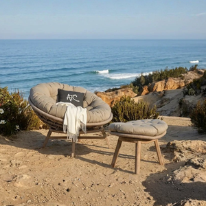 Fauteuil de jardin MOON CHAIR avec repose-pieds, chaise en corde pour la détente en plein air - Product Image 1