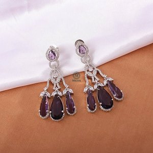 Fashion Drop Earrings-Tipsy Lavender Cocktail CZ Dangle Earrings - Product Image 2