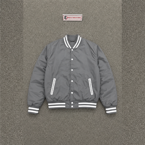 Chaqueta Varsity URBAN GREY, Corte Regular, Color Sólido, Cuello de Solapa de Lana, Cierre de Botones, Ropa Casual de Invierno, Forro de Lana - Product Image 5