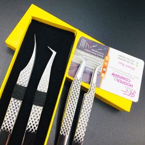 Envío listo, logotipo personalizado, pinzas para extensiones de pestañas de acero inoxidable, puntas plateadas rectas curvas, embalaje de logotipo de visón sostenible - Product Image 2