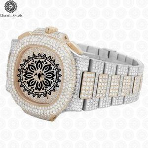 Montre de luxe Charm_Jewells avec diamants, boîtier en acier inoxydable 40 mm, chronographe mécanique analogique, montre de mode pour homme, étanche 10 bars - Product Image 3