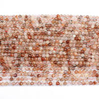 Perles en vrac de quartz rutilé rouge naturel taillé et facetté, superbes, vente en gros, pour la fabrication de bijoux DIY