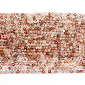 Wholesale Hot Selling Stunning Natural Cut Faceted <b>Red</b> Copper Rutilated Quartz Stone <b>Beads</b> Loose for DIY Jewelry Making - Product Image 4