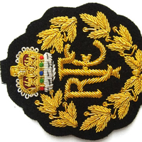 Badge de blazer en fil métallique artisanal, brodé de fils métalliques de luxe, résistant à l'eau, patch en tissu 3D écologique, couleurs personnalisées