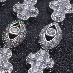Women's S925 Silver Rhodium Plated Lab Grown Diamond Eye and Cross <b>Statement</b> <b>Necklace</b> Chains Link Chain Luxury Wedding Jewelry - Product Image 3