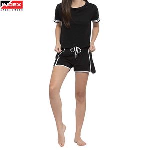 Conjunto de Salón Transpirable para Mujer, Camiseta de Manga Corta y Pantalones Cortos con Cordón, Conjunto de 2 Piezas, Pijama Suave para Uso Diario en Casa - Product Image 1