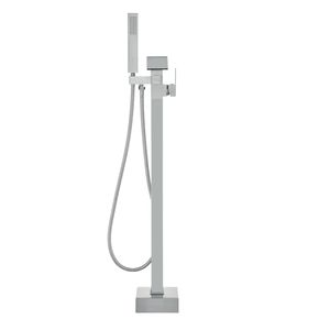 Rubinetto per vasca da bagno freestanding con doccia a pioggia, miscelatore a pavimento, rubinetto di riempimento vasca, rubinetteria con beccuccio girevole a 360 gradi e due modalità di getto d'acqua - Product Image 3