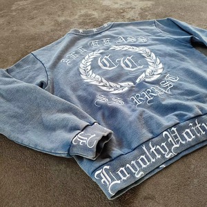 เสื้อสเวตเชิ้ตคอกลมโอเวอร์ไซส์สำหรับผู้ชาย LoyaltyHaiti สีน้ำเงิน ผ้าฝ้ายเฟรนช์เทอร์รี่ สวมใส่สบายๆ สำหรับฤดูใบไม้ร่วง - Product Image 1