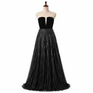 Vestido de Noche de Lujo para Mujer, Diseño Sirena, Detalles en Malla Premium, Elegante Cuello en V, Bordado Brillante para Fiesta - Product Image 1