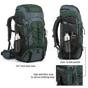 Sac à dos de randonnée et de voyage en montagne 77L+ avec cadre externe/interne, multi-poches, imperméable et ajustement réglable - Product Image 4