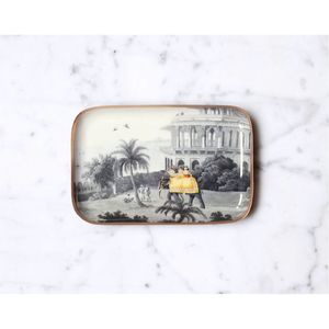 Bandeja de servir rectangular de metal esmaltado con estampado vintage de ciervos y bosque, bandeja decorativa para decoración del hogar, cocina, mesa de café o adornos. - Product Image 5