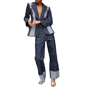 ชุดกางเกงยีนส์ผู้หญิงชุดสองชิ้น2026ชุดสองชิ้นเอวสูงลำลองคอปกพับลงฤดูใบไม้ร่วง - Product Image 1