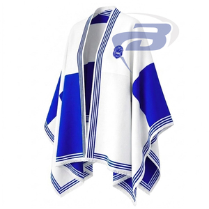 Zeta Phi Beta ZPB Sorority Women’s White & Blue Cape Shawl Cardigan Casual Striped Open Front Cape Shawl Daily Wear <b>Square</b> <b>Scarf</b> - Product Image 2