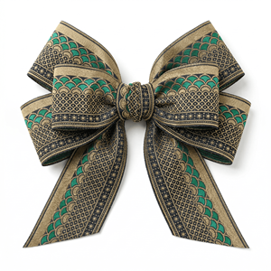 50mm Gold Green Scallop Jacquard <b>Ribbon</b> Wholesale for Upholstery Curtain Design Home Decor and Fashion Accessories Craft Use - Product Image 1