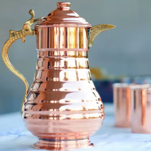 Copper jug set for quick serving convenience at home <b>water</b> metal set with <b>glasses</b> durable reusable kitchen dining drinkware - Product Image 1