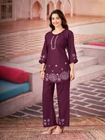 Ensemble Kurta pour femme en rayonne épaisse brodée, séchage rapide, coupe régulière, longueur cheville, style décontracté indien pakistanais, toutes saisons