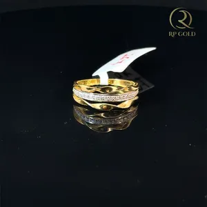 Elegant <b>gold</b> <b>ring</b> with layered design and sparkling stone band luxury jewelry for women wedding engagement fashion accessory - Product Image 1