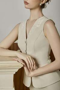 Nouvelle Mode Vietnam Broderie en dentelle Design uni teint KA47 Gilet en dentelle florale transparente MINE pour femme à simple boutonnage - Product Image 3