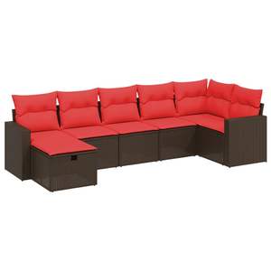 Juego de sofás de patio de ratán sintético marrón de 7 piezas con cojines, elegantes muebles de exterior - Product Image 2