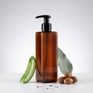 Square PET Plastic 500ml Amber Lotion <b>Pump</b> <b>Bottle</b> for Shampoo Body Wash Packaging, Custom Logo OEM ODM, Vietnam Factory - Product Image 4