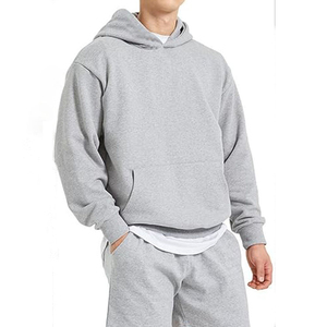 Sweat-shirt à capuche en molleton crème pour homme, coupe ample, couleur unie, pull décontracté avec poche avant, vêtement d'automne - Product Image 3