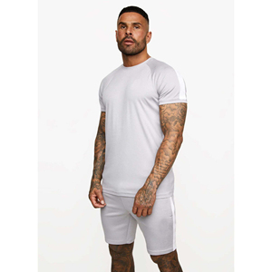 Ensemble short et t-shirt décontracté d'été pour hommes, survêtement uni 100 % polyester, séchage rapide, léger et respirant, modèle Fighter - Product Image 4