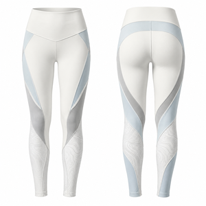 Leggings de Yoga de Cintura Alta y Largo Completo con Estampado Geométrico, Transferencia por Sublimación, Costuras en Contraste, Spandex, Poliéster, Elástico en Cuatro Direcciones - Product Image 1