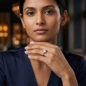 Bague de fiançailles de luxe pour femme de la marque DIFF, diamant de laboratoire classique rond brillant, platine PT950, certifié IGI - Product Image 4