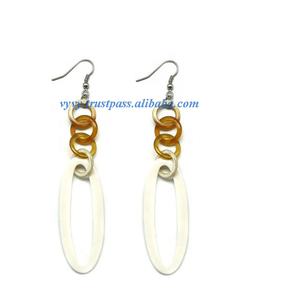 Trendy Natural Buffalo Horn Clip-On <b>Earrings</b> for Weddings and Parties-Fashionable Special Occasion Gift VE025 - Product Image 1