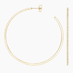 Pendientes de aro extragrandes con diamantes de talla redonda y engaste compartido - Product Image 1