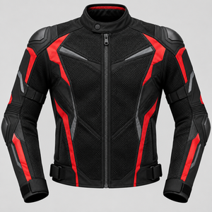 Veste en maille légère pour moto avec design ventilé, doublure confortable et poches fonctionnelles pour les motards - Product Image 1