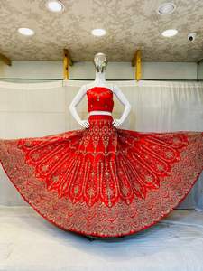 Lujo Zarna 16 Kali Net Lehenga Full Jarkan Stone Mirror Shisha Glitter Big Flare Indian Pakistani Bridal Festive Wear - Product Image 4