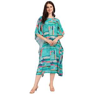 Robe kaftan élégante pour femme – Kaftan de plage imprimé coupe ample pour la collection d'été. - Product Image 1