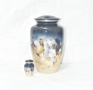 Urnas de Cremación de Aluminio Grandes para Adultos con Estampado de Caballos, Urnas Funerarias de Metal para Cenizas Humanas, Recuerdo Conmemorativo, Artículos Funerarios Americanos, Venta al Por Mayor Personalizada - Product Image 2