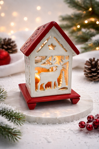 Wooden dear lamp house Wooden dear lamp hut home decor lamp - Product Image 2