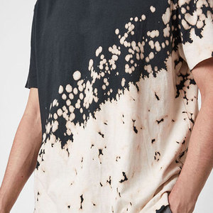 T-shirt à manches courtes tie-dye pour homme 2026, style décontracté avec motif à pois, tissu tissé, couleur noir et crème - Product Image 2