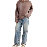 Jeans de Mezclilla Azul Rectos y Relajados para Hombre, Lavados, Transpirables, de Algodón Suave, con Estampado 3D, para Verano, Otoño e Invierno, OEM, ODM, Ropa Casual al por Mayor