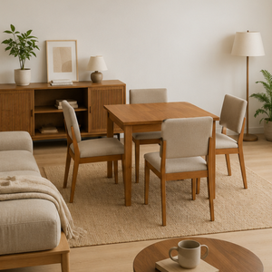 ARTERRA Ensemble de salle à manger en teck moderne, luxueux, écologique, durable et confortable, table rectangulaire, chaises rembourrées pour hôtel - Product Image 6
