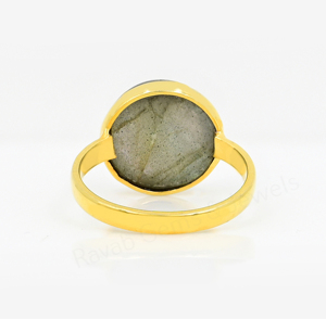 Handmade Natural Aventurine Gemstone Smooth 12mm 925 Silver 18K Gold Plated Bezel Setting Bohemian Style Wedding <b>Fine</b> <b>Ring</b> - Product Image 2