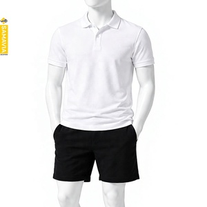 SAMAVIA Polo Homme Blanc à Manches Courtes Couleur Unie Décontracté Tissu Oxford Tissé Coupe Classique Boutons Fabricant - Product Image 1
