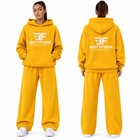 Service OEM, qualité supérieure, 100% coton, style luxueux, survêtement pour femmes, survêtement uni surdimensionné en deux pièces pour femmes