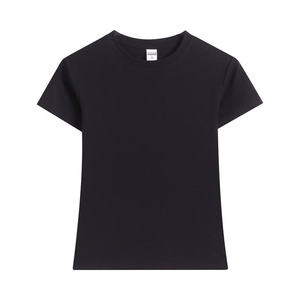 <b>Women's</b> <b>Navy</b> Blue Cotton Crew Neck T-Shirt Regular Fit Short Sleeve Solid Color Casual Everyday Wear Breathable Jersey Knit - Product Image 3
